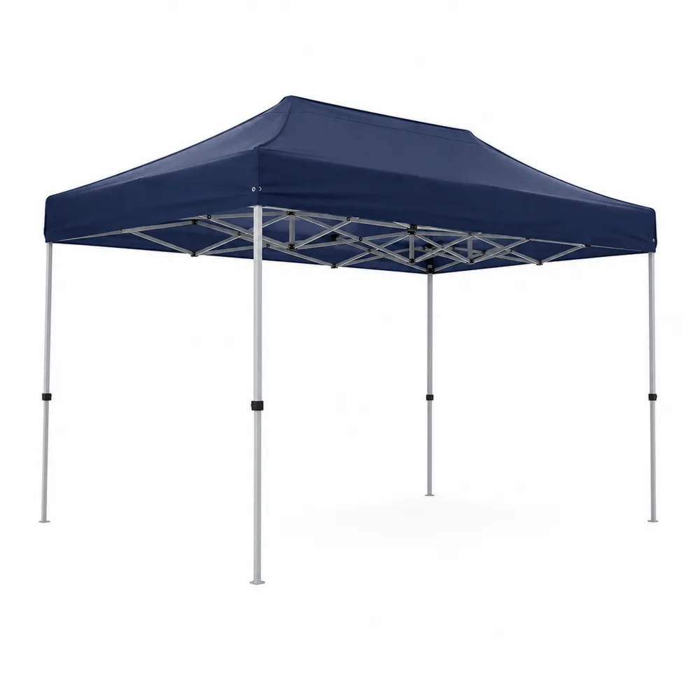 Gazebo pieghevole blu in acciaio e poliestere 3x3 m-Retrochateaue