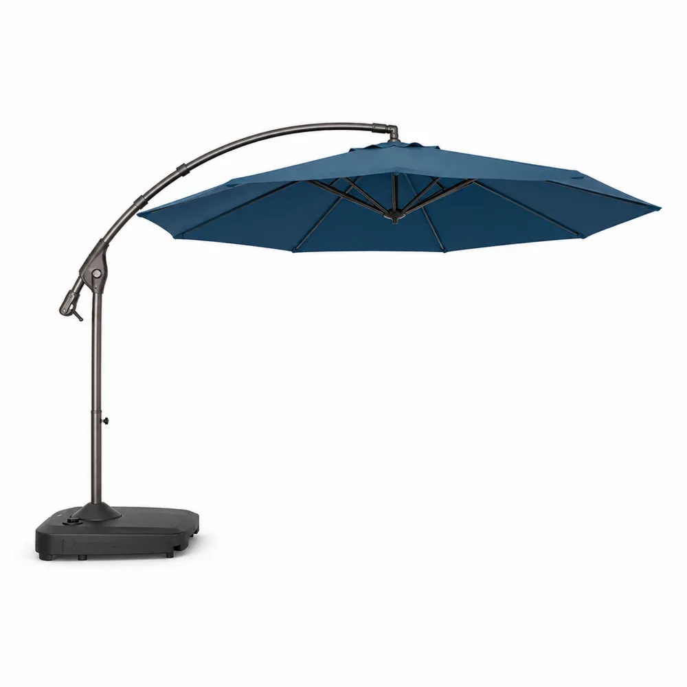 Ombrellone a braccio laterale in poliestere Blu diametro 3m-Retrochateaue