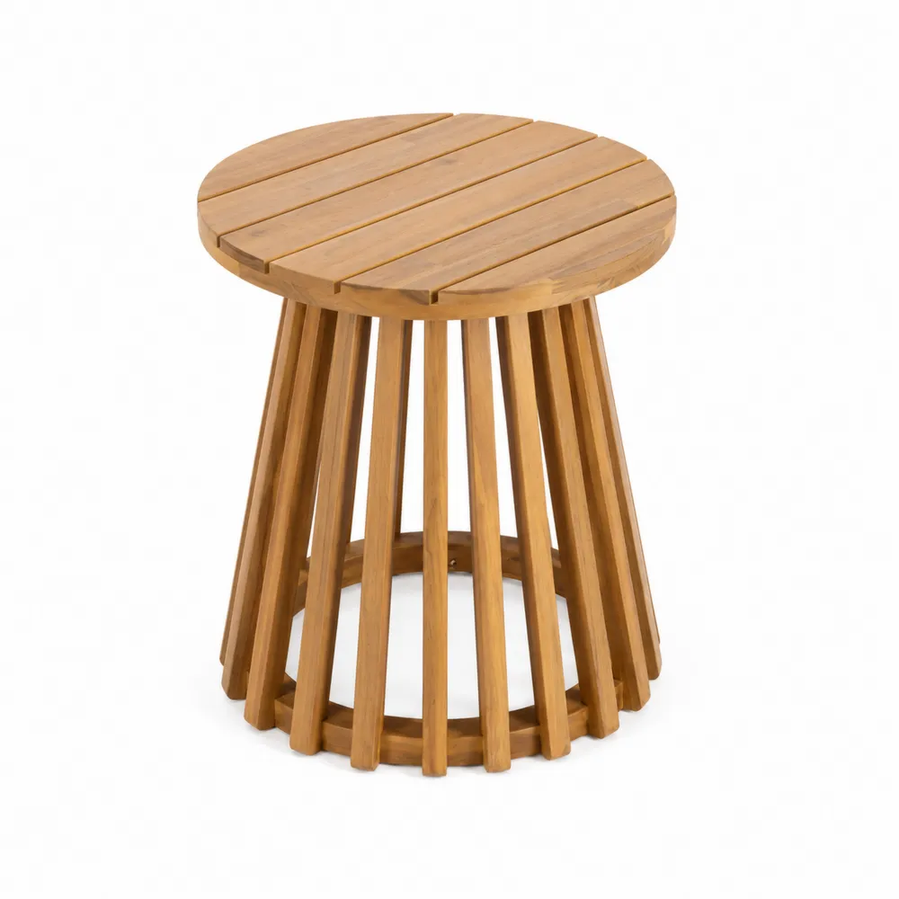 Tavolino Laterale Rotondo in Legno Ø40 cm-Retrochateaue