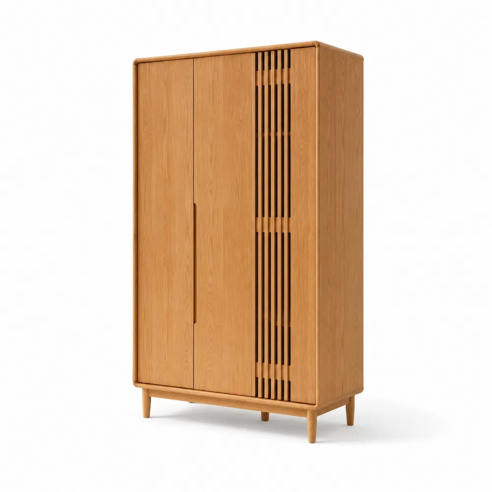 Armadio in Legno con Ante a Listelli 200x100x60 cm-Retrochateaue