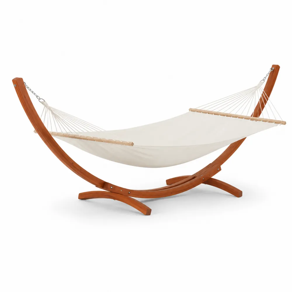 Amaca in Legno e Cotone Bianco 200x100 cm-Retrochateaue