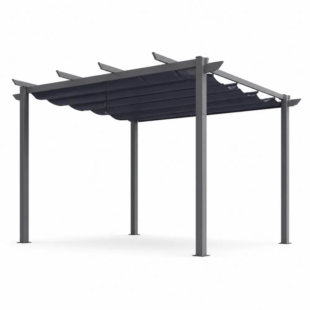 Pergolato in Alluminio con Tenda Retrattile Grigio-Zenhouseeu