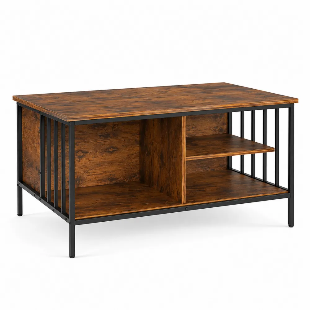 Tavolino da caffè rettangolare in MDF e metallo 110x60x45 cm-Zenhouseeu