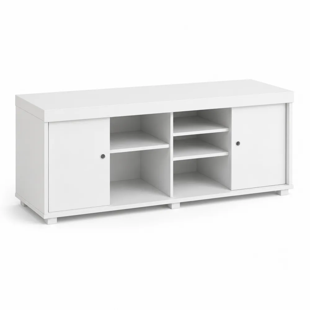 Mobile TV in Legno con Ante Scorrevoli e Ripiani 120x40x50 cm-Zenhouseeu