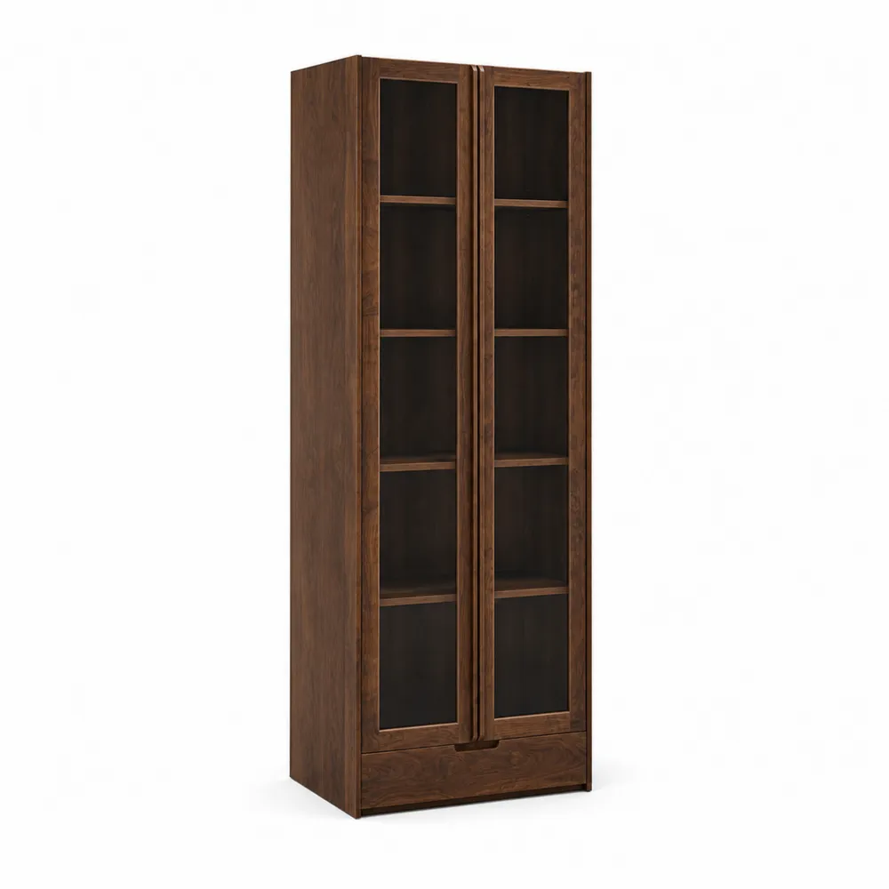 Libreria alta in legno con ante in vetro temperato-Zenhouseeu