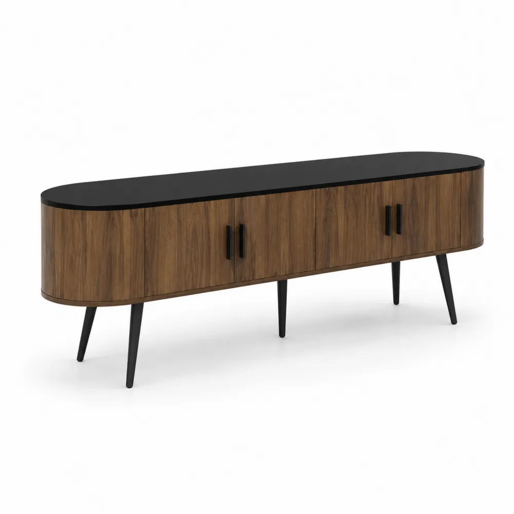 Mobile TV in Legno con Ripiano in Vetro Temperato-Zenhouseeu