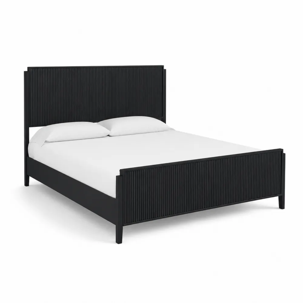 Letto Matrimoniale in Legno Massello Nero 200x160 cm-Zenhouseeu