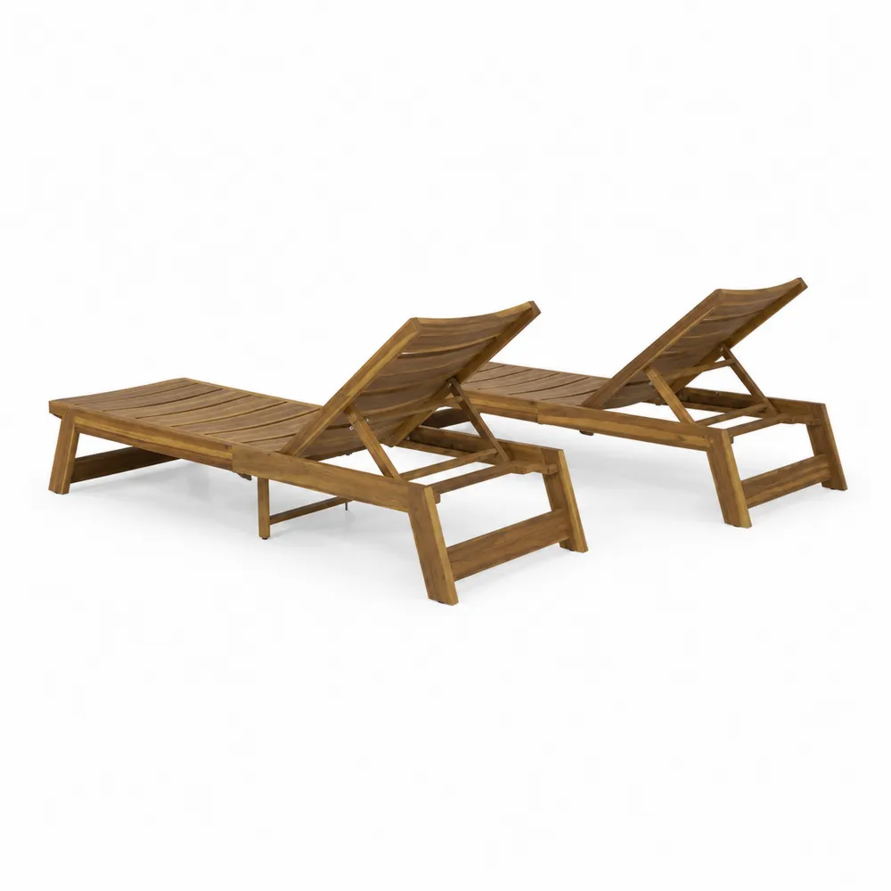 Set di 2 lettini prendisole regolabili in legno di acacia-Zenhouseeu