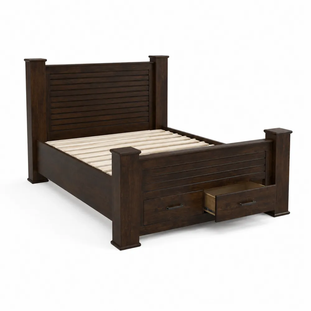 Letto in Legno Massello con Cassetti in Noce 200x160 cm-Zenhouseeu