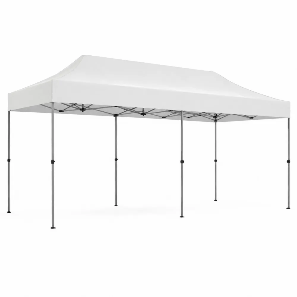 Gazebo pieghevole in acciaio e tessuto poliestere bianco 3x6m-Zenhouseeu