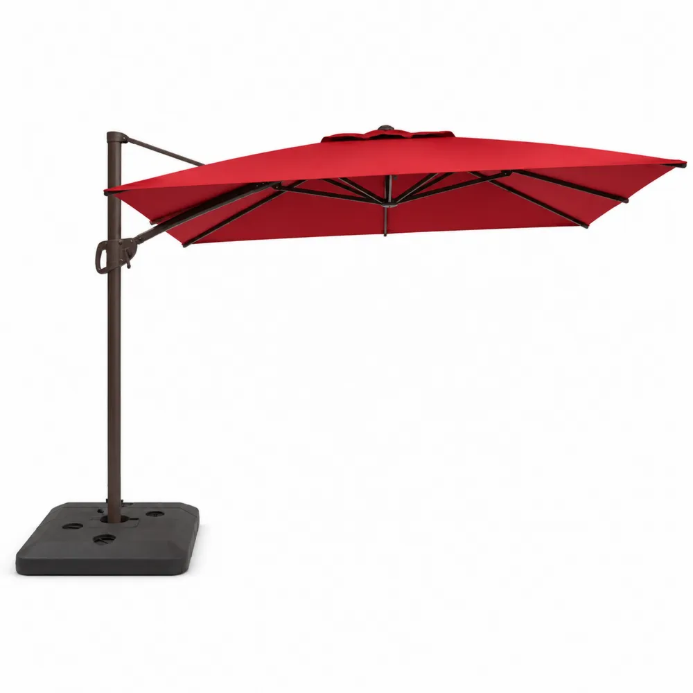 Ombrellone a braccio laterale in acciaio e poliestere 300x400 cm Rosso-Zenhouseeu