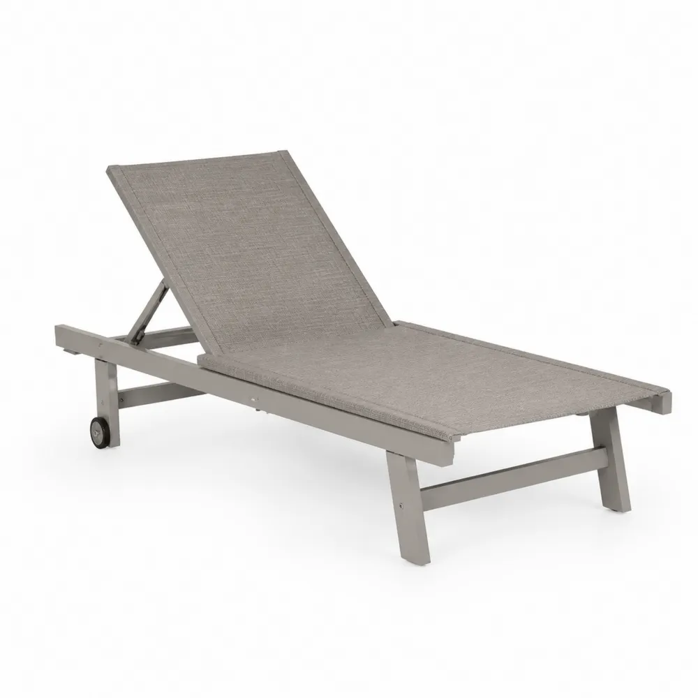 Leżak ogrodowy regulowany aluminiowy szary 200x67x35 cm