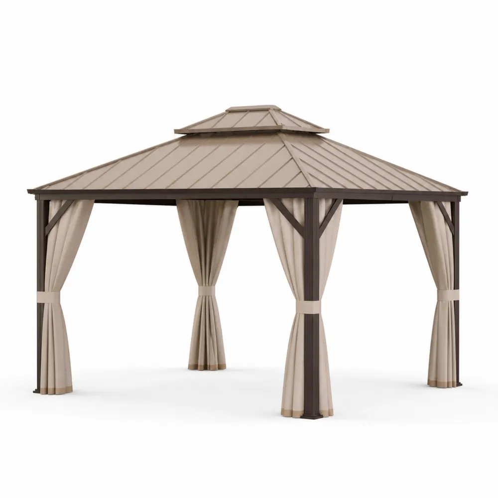 Pawilon ogrodowy z aluminium i stali 350 cm x 350 cm x 300 cm Beżowy