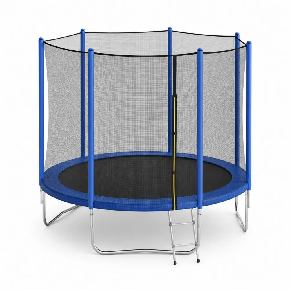 Trampolina Ogrodowa z Siatką Stalową i Materacem Polipropylenowym 305 cm w Kolorze Niebieskim