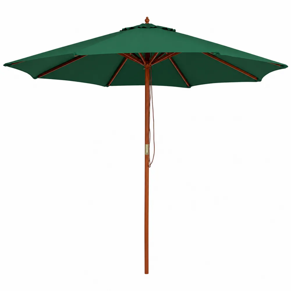 Parasolka ogrodowa drewniana poliestrowa zielona 300 cm