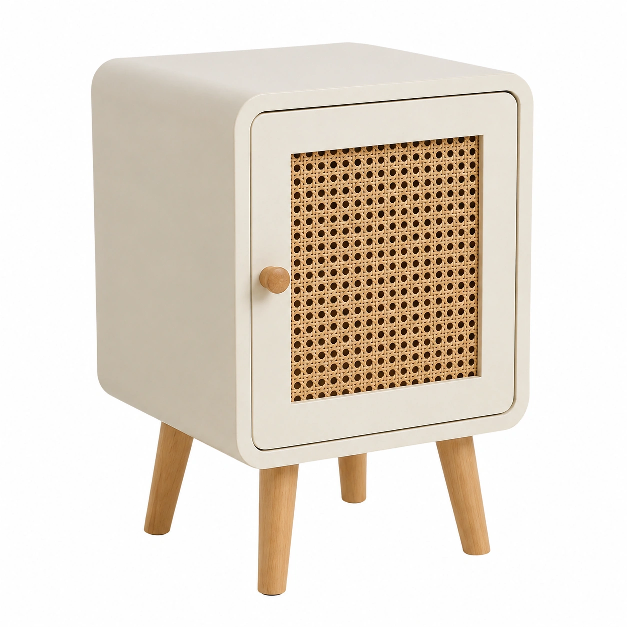 Mesita de noche Nordic Ratten Beige Minimalista-furnavoa