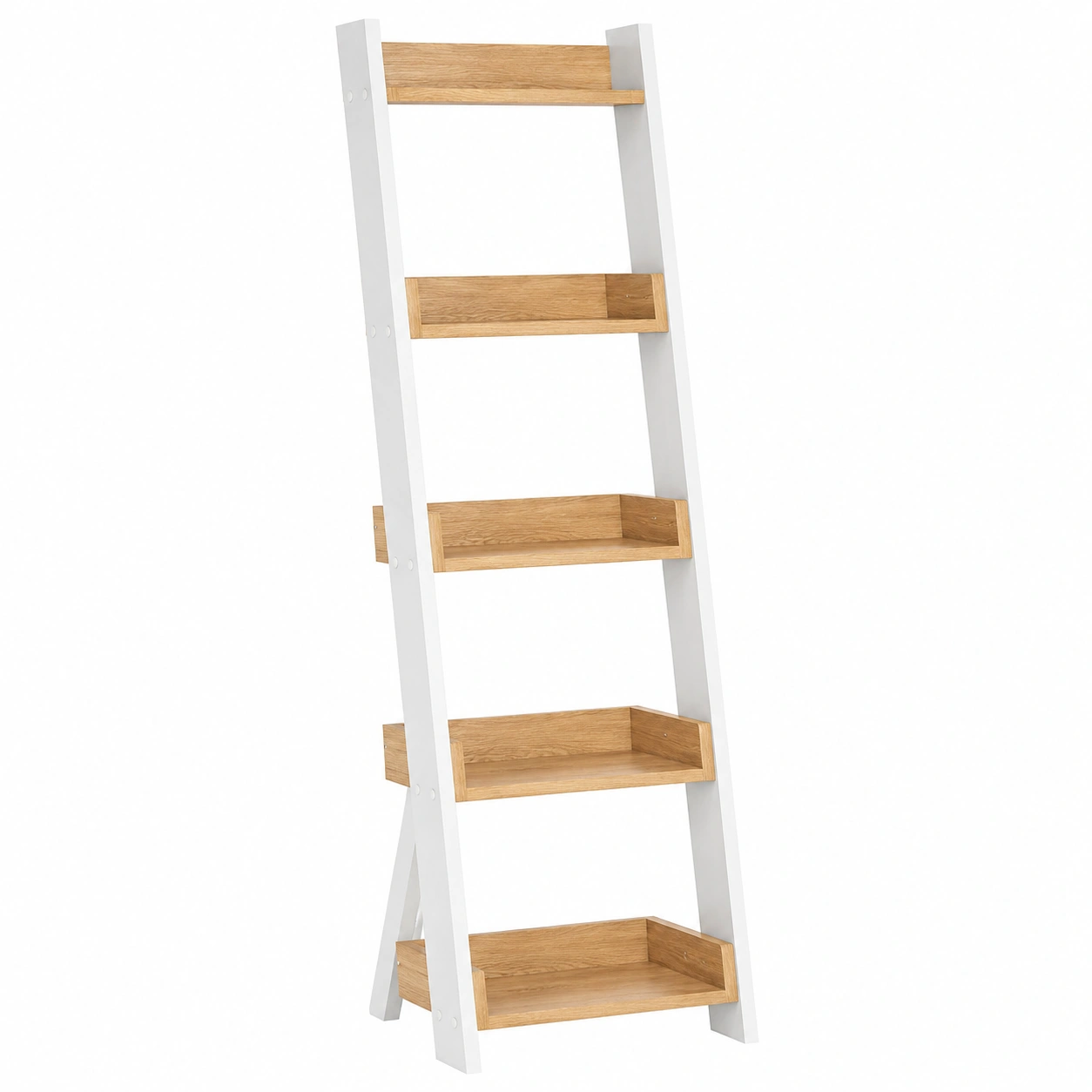 Estanteria escalera moderna con baldas decorativas de madera-furnavoa
