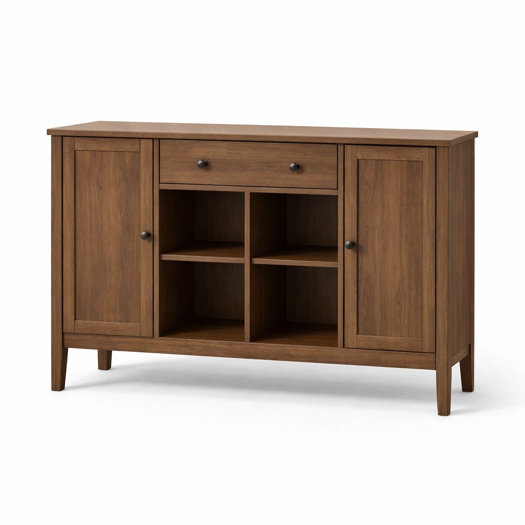 Credenza in legno con ante e cassetto 120x90x40 cm marrone-Decokera