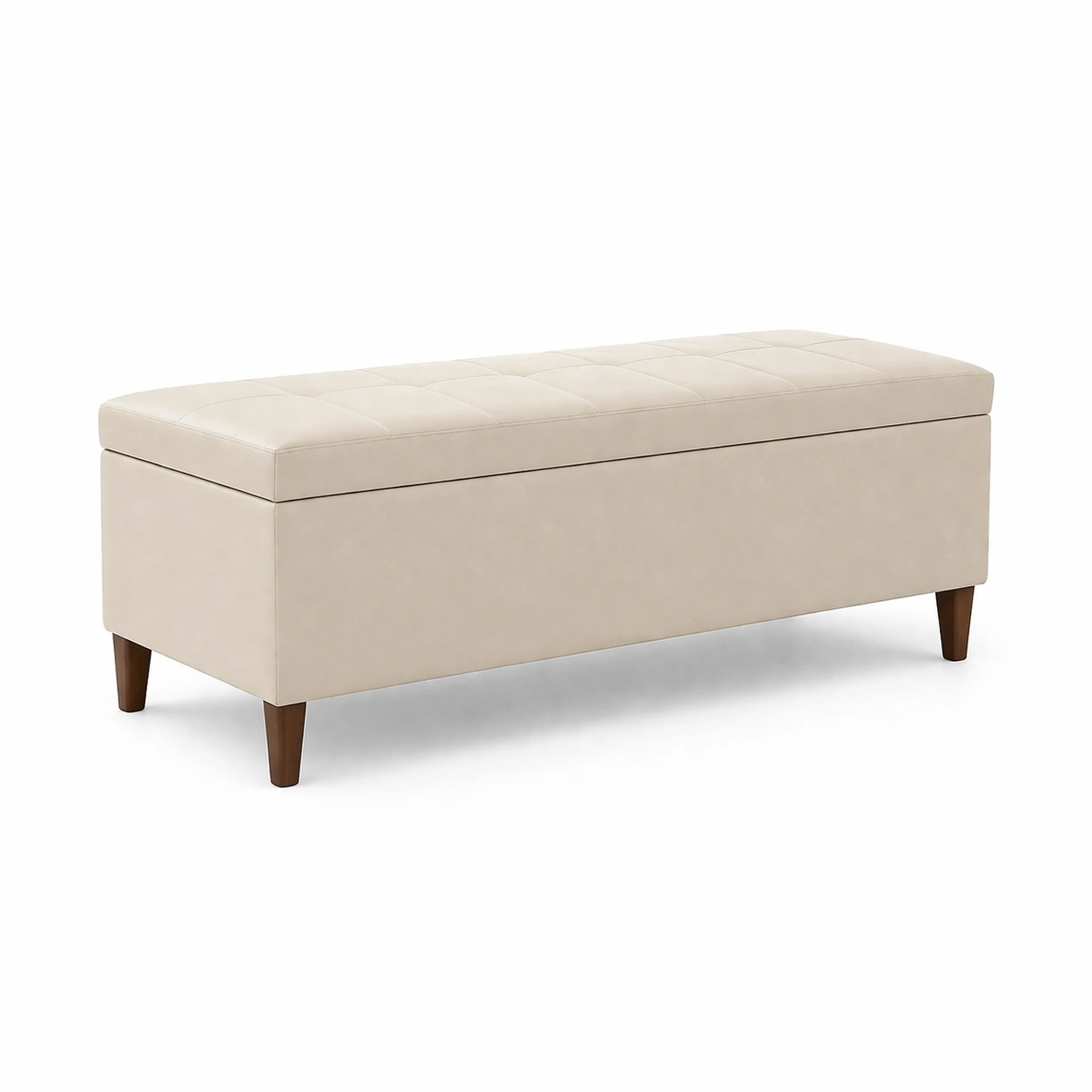 Panca contenitore in legno ed ecopelle Beige-Decokera