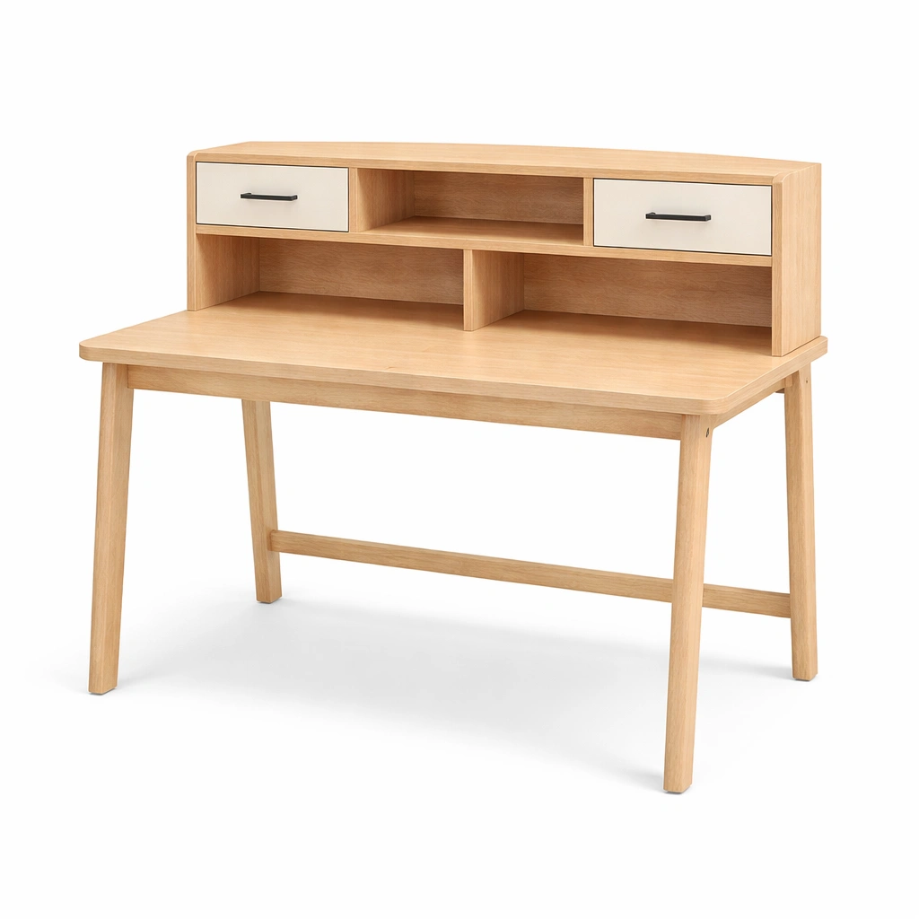 Scrivania in MDF con Ripiani e Cassetti Bianco-Decokera