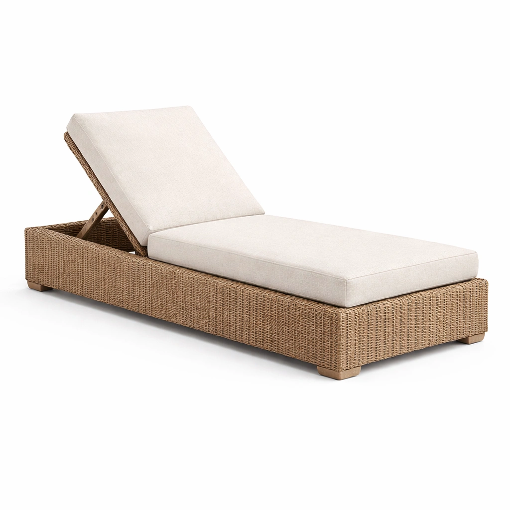 Lettino Prendisole in Rattan Sintetico con Imbottitura Regolabile-Decokera