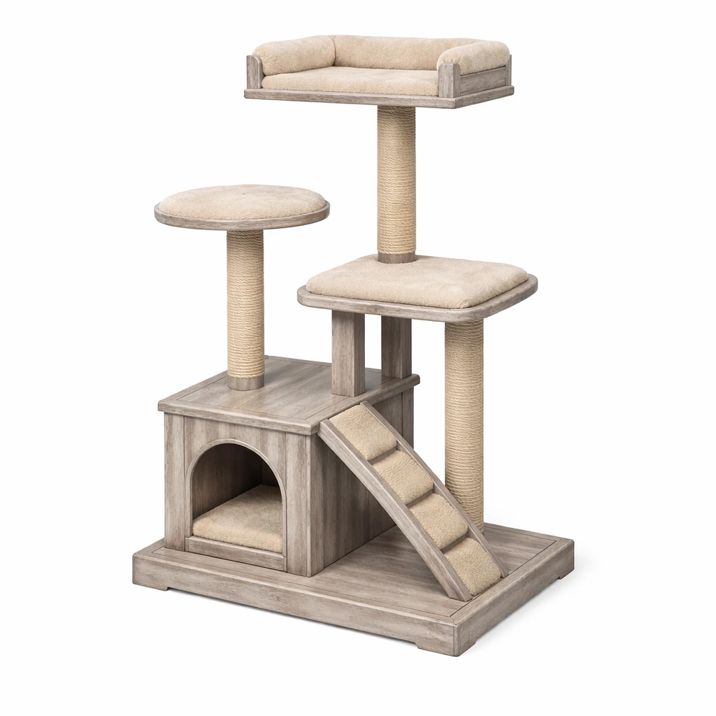 Albero tiragraffi in MDF e sisal Beige-Decokera