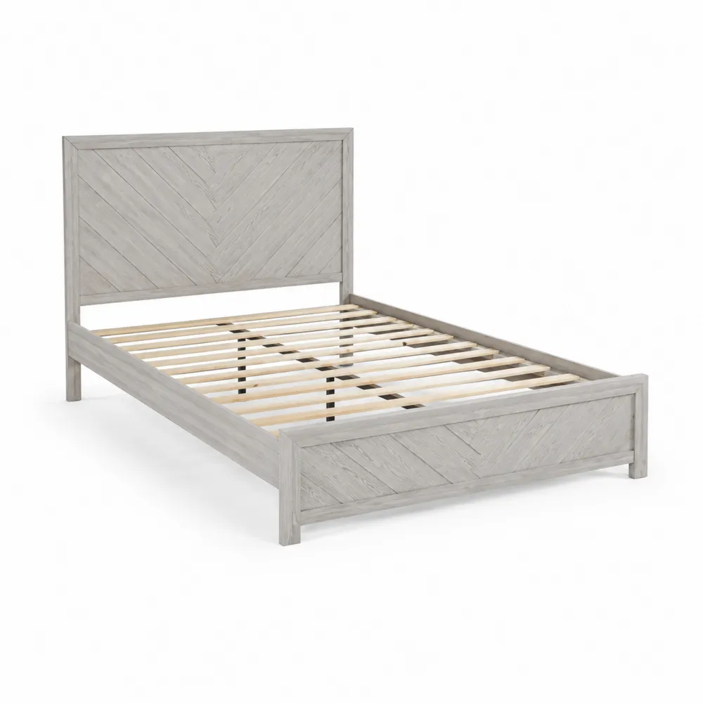 Letto matrimoniale in legno massello grigio 200x160 cm