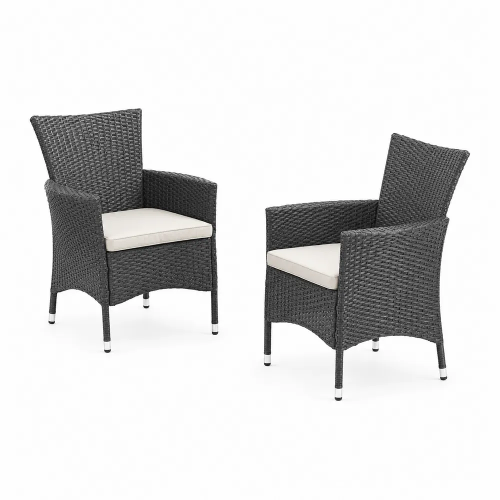 Set di 2 sedie in rattan per esterno con cuscini