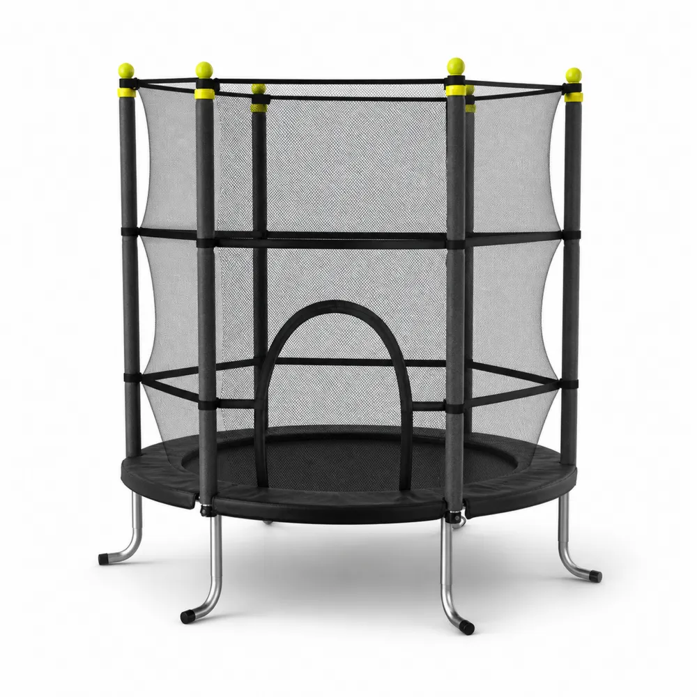Trampolino per Bambini con Rete di Sicurezza in Acciaio Nero