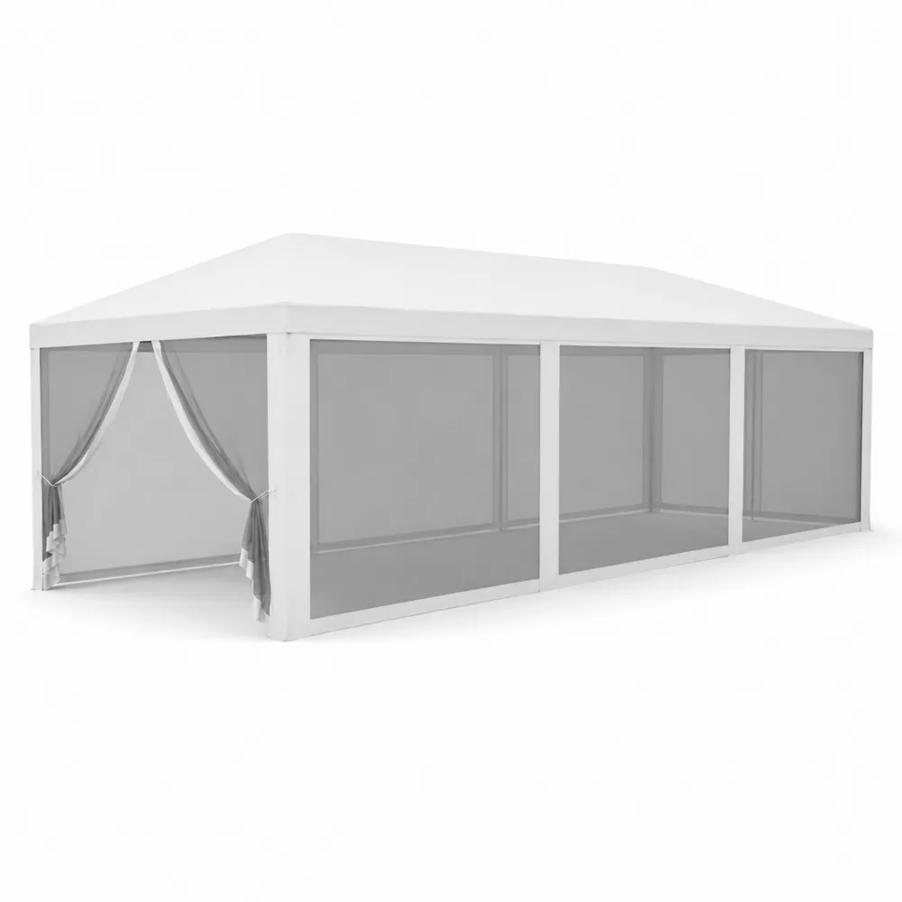 Gazebo da Esterno in Alluminio e Tessuto Impermeabile Bianco 600x300 cm