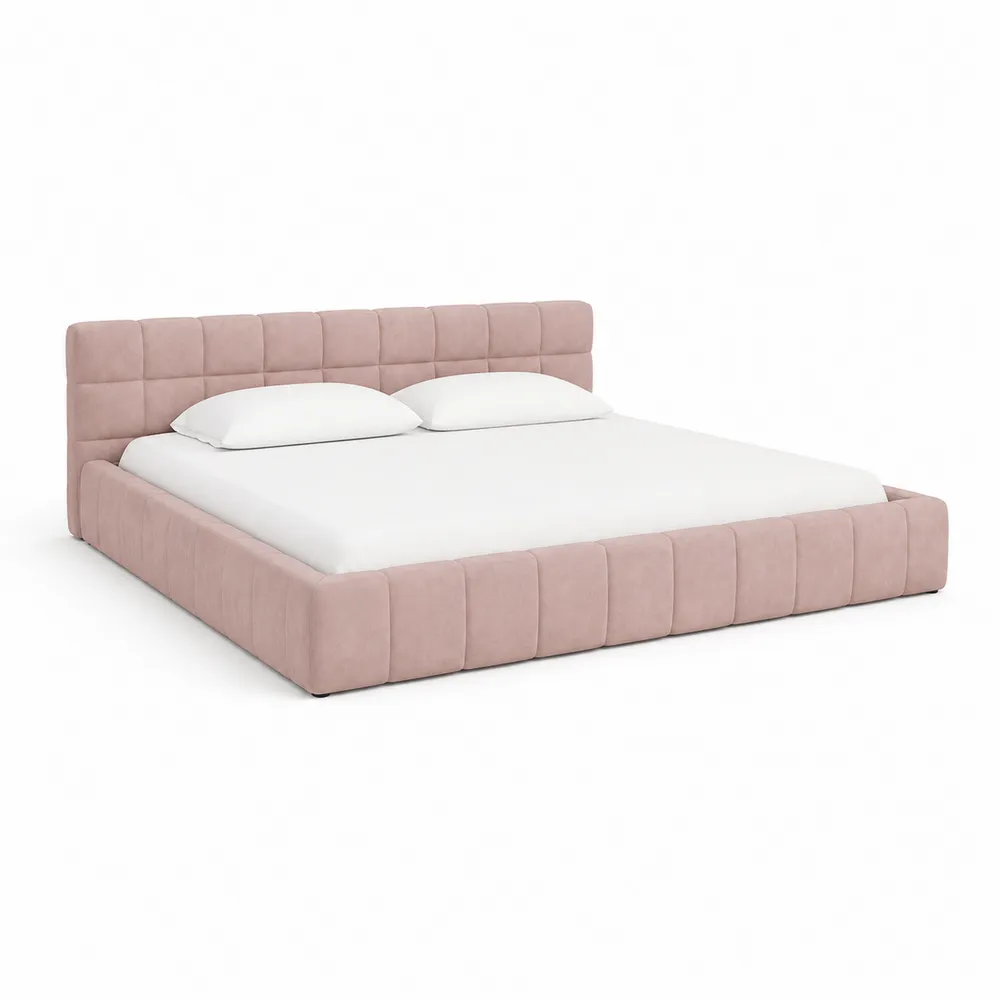 Letto matrimoniale in tessuto rosa 200x160 cm