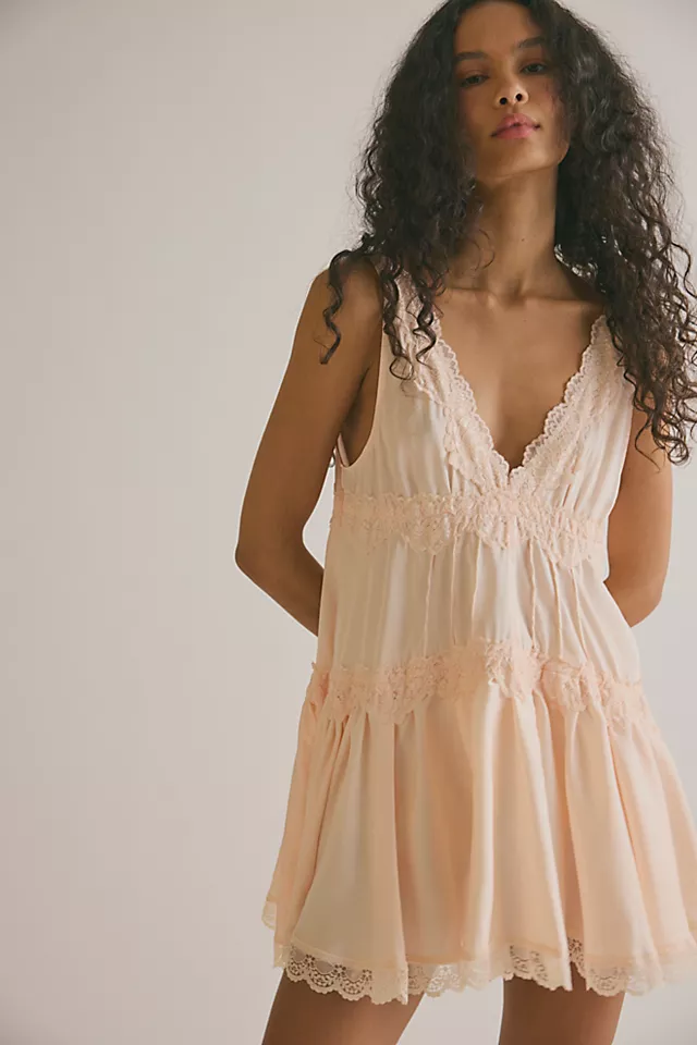 Women’s Tiered Ruffled Satin Lace Slip Mini Dress, Chic Comfortable Home & Daily Casual Dress