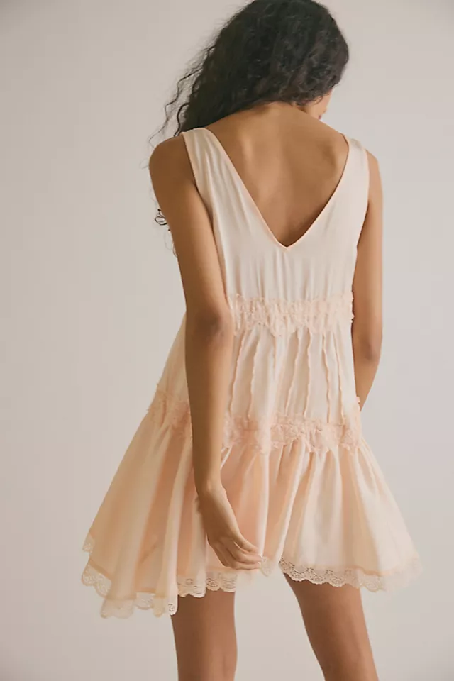 Women’s Tiered Ruffled Satin Lace Slip Mini Dress, Chic Comfortable Home & Daily Casual Dress