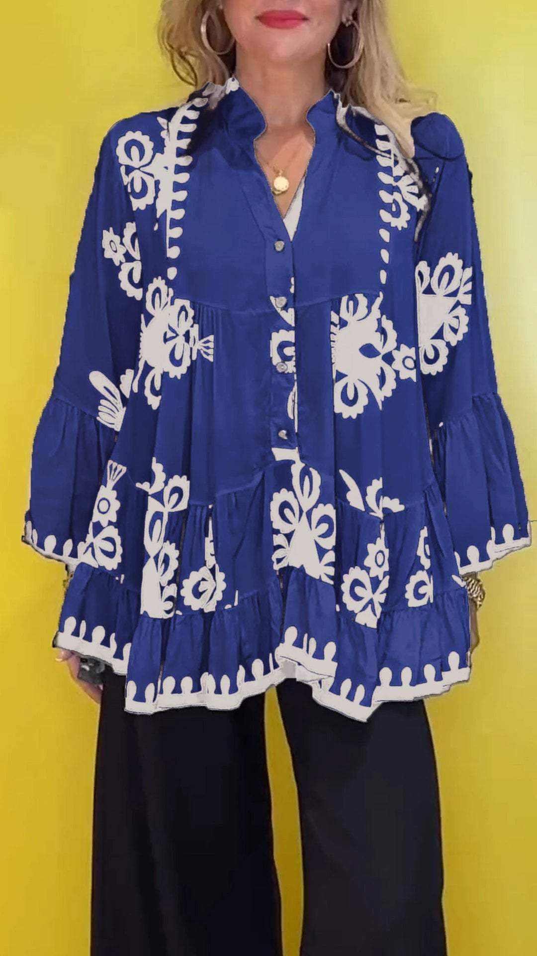 Summer High-End Sense Lightweight Mature V-Neck Casual Printed Top（Buy 2 Free Shipping)