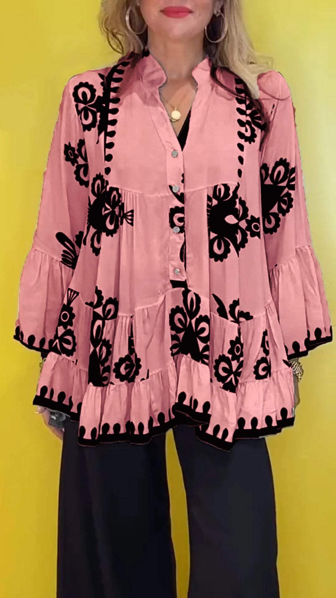 Summer High-End Sense Lightweight Mature V-Neck Casual Printed Top（Buy 2 Free Shipping)