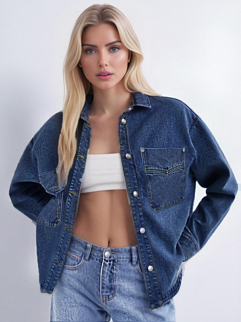 Womens Denim Jacket Wash Jean Jacket Coats With Pockets（BUY 2 FREE SHIPPING)
