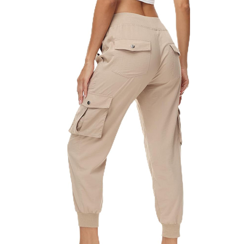 Women's Elastic Waist Button Pocket Lightweight Hiking Overalls