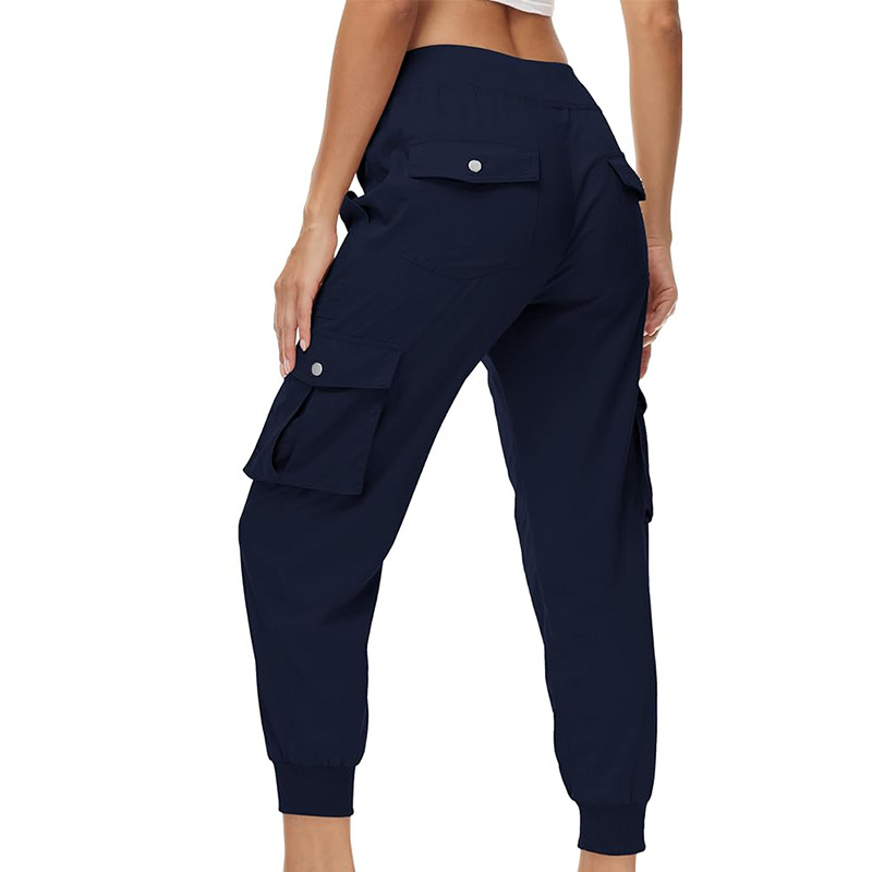 Women's Elastic Waist Button Pocket Lightweight Hiking Overalls
