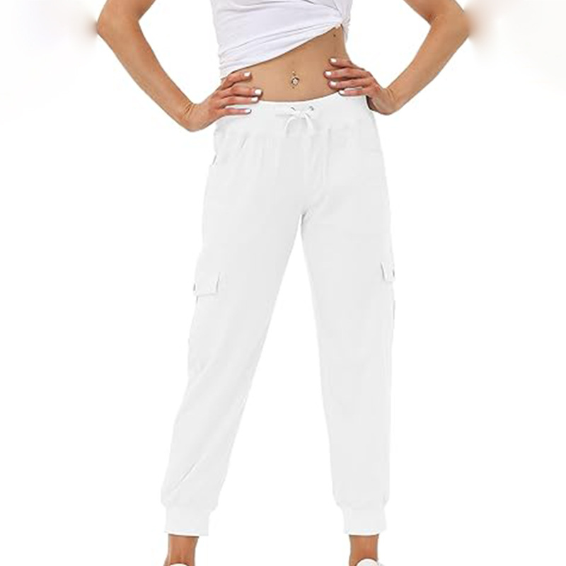 Women's Elastic Waist Button Pocket Lightweight Hiking Overalls