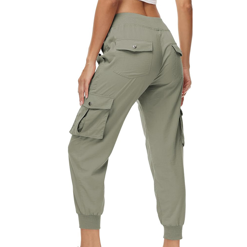 Women's Elastic Waist Button Pocket Lightweight Hiking Overalls