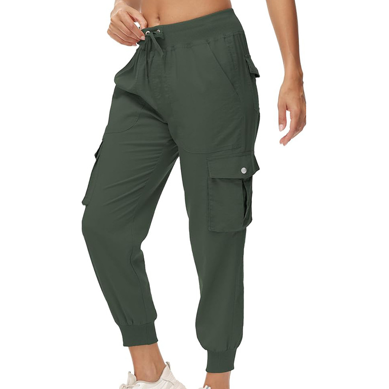 Women's Elastic Waist Button Pocket Lightweight Hiking Overalls