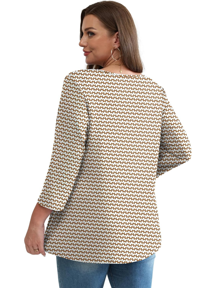 Women's V-Neck 3/4 Sleeve Babydoll Tunic Tops (BUY 3 FREE SHIPPING)