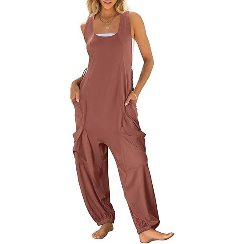 2024 Women Overalls Jumpsuits Loose Casual Dressy Sleeveless Baggy Harem Pants Romper Jumpers