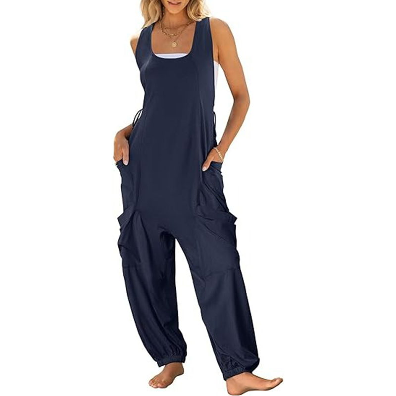 2024 Women Overalls Jumpsuits Loose Casual Dressy Sleeveless Baggy Harem Pants Romper Jumpers