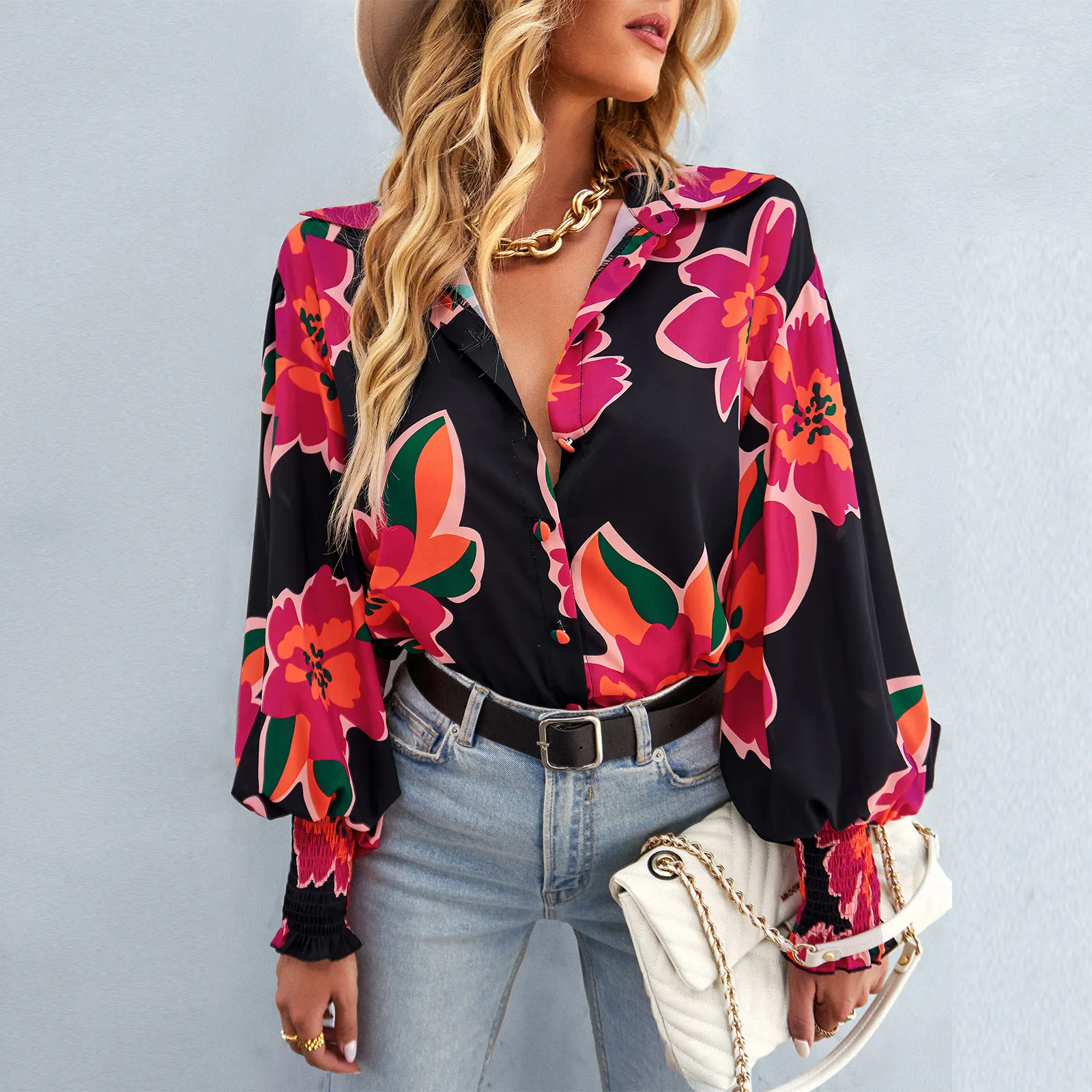 2023 NEW LADIES LONG SLEEVE PRINTED SHIRT