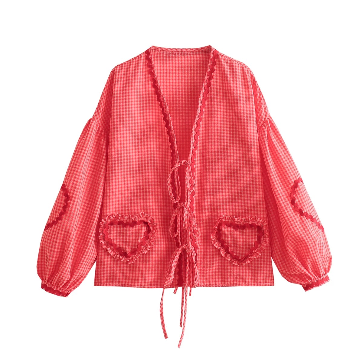 🔥2025 NEW STYLE🔥 Plaid Heart Lace-Up Shirt(BUY 2 FREE SHIPPING)
