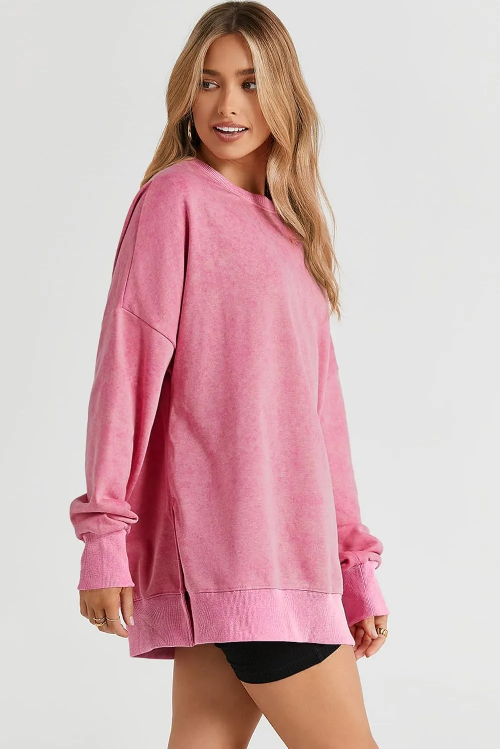 WOMENS CASUAL LONG SLEEVE CREWNECK LIGHTWEIGHT PULLOVER TOPS(BUY 2 FREE SHIPPING)