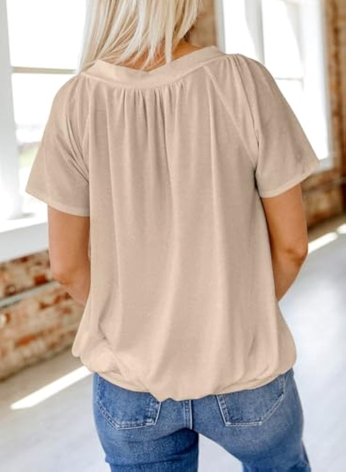 Women's Casual Summer T Shirts Short Sleeve V Neck Tops Tshirts（BUY 3 FREE SHIPPING)
