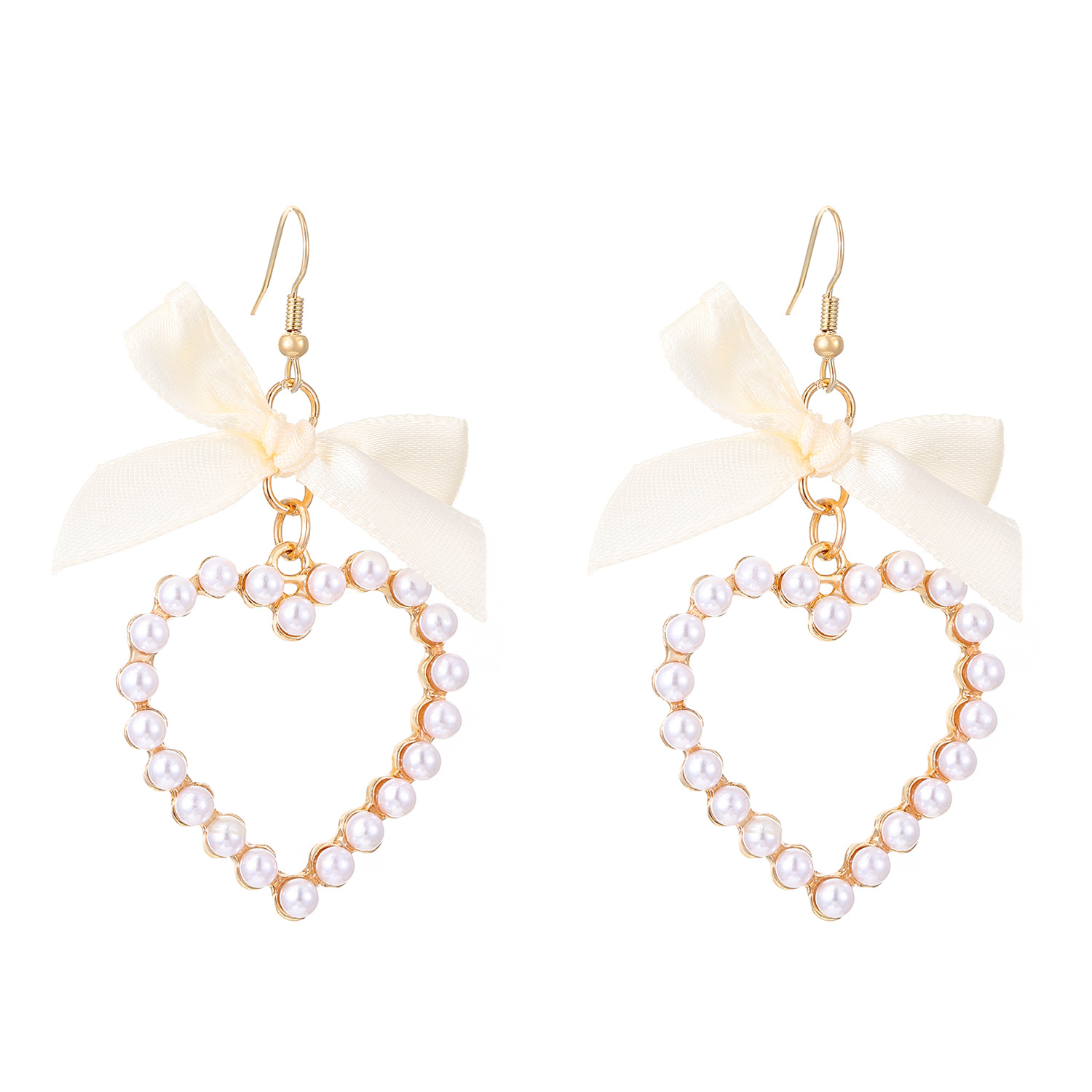 Sweet Bow Decoration Heart Earrings