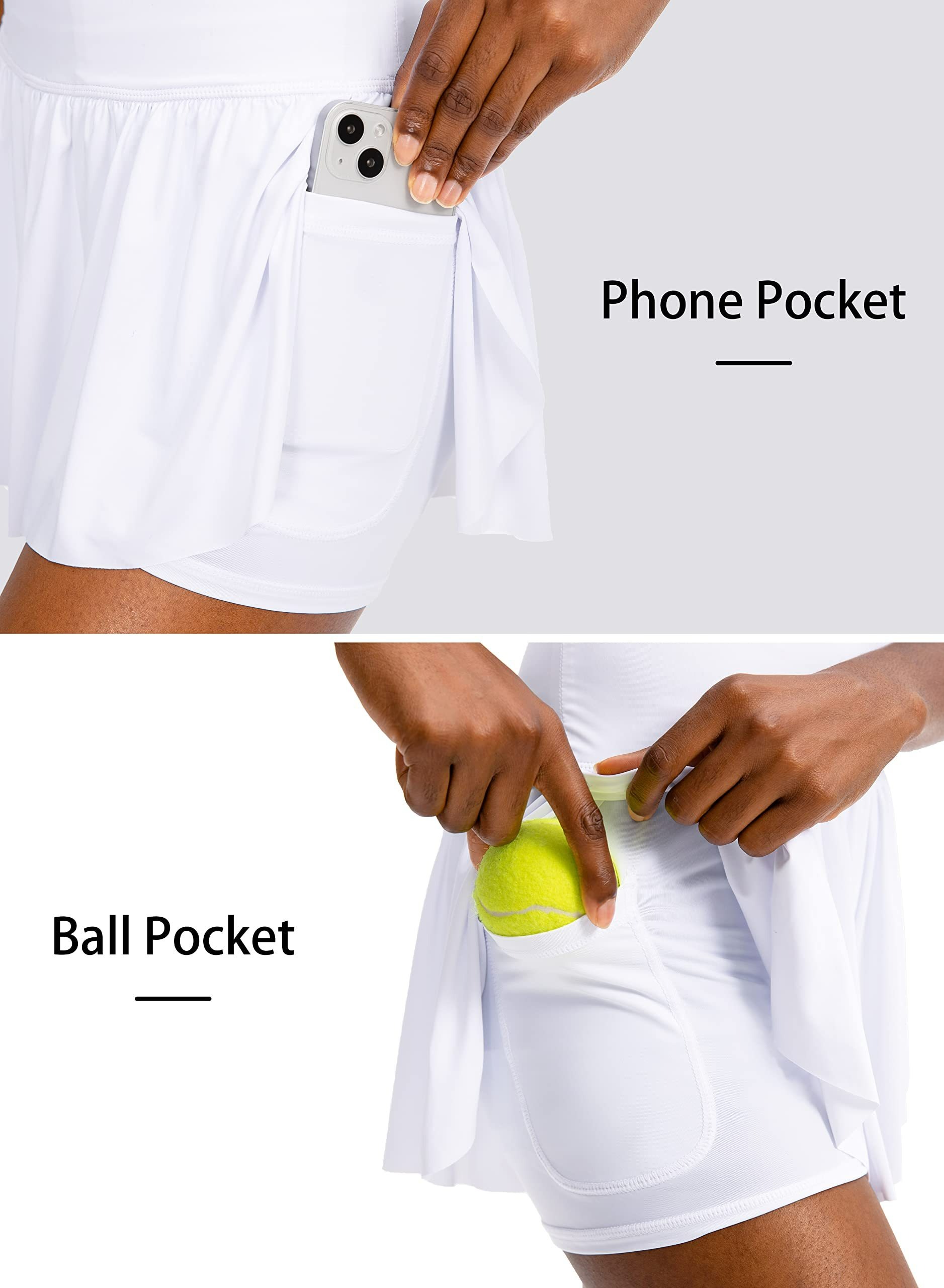2 in 1 High Waisted Flowy Running Skirt Shorts for Women